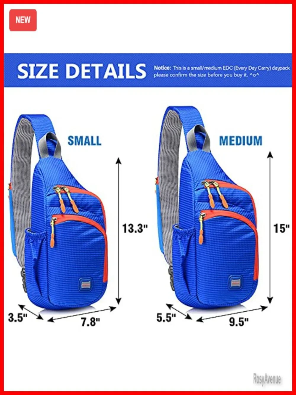 Water Resistant Nylon Sling Backpack Crossbody Daypack with Pockets